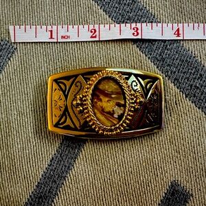 Vintage Southwestern Gold-Tone Agate Belt Buckle